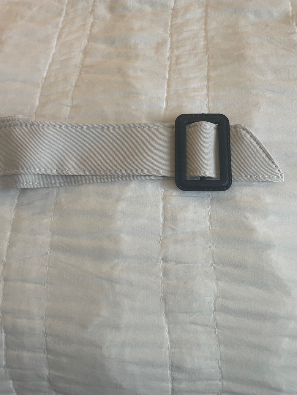 Light beige Fabric Belt with Black Buckle